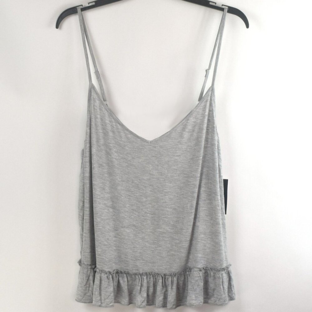 INC International Concepts Knit Ruffle Flounce Pajama Top Gray R $30 NWT - Picture 3 of 4